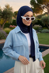 Ready-to-Wear Jersey Hijab with Eyewear & Headphone Openings,PS-94