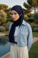 Ready-to-Wear Jersey Hijab with Eyewear & Headphone Openings,PS-94