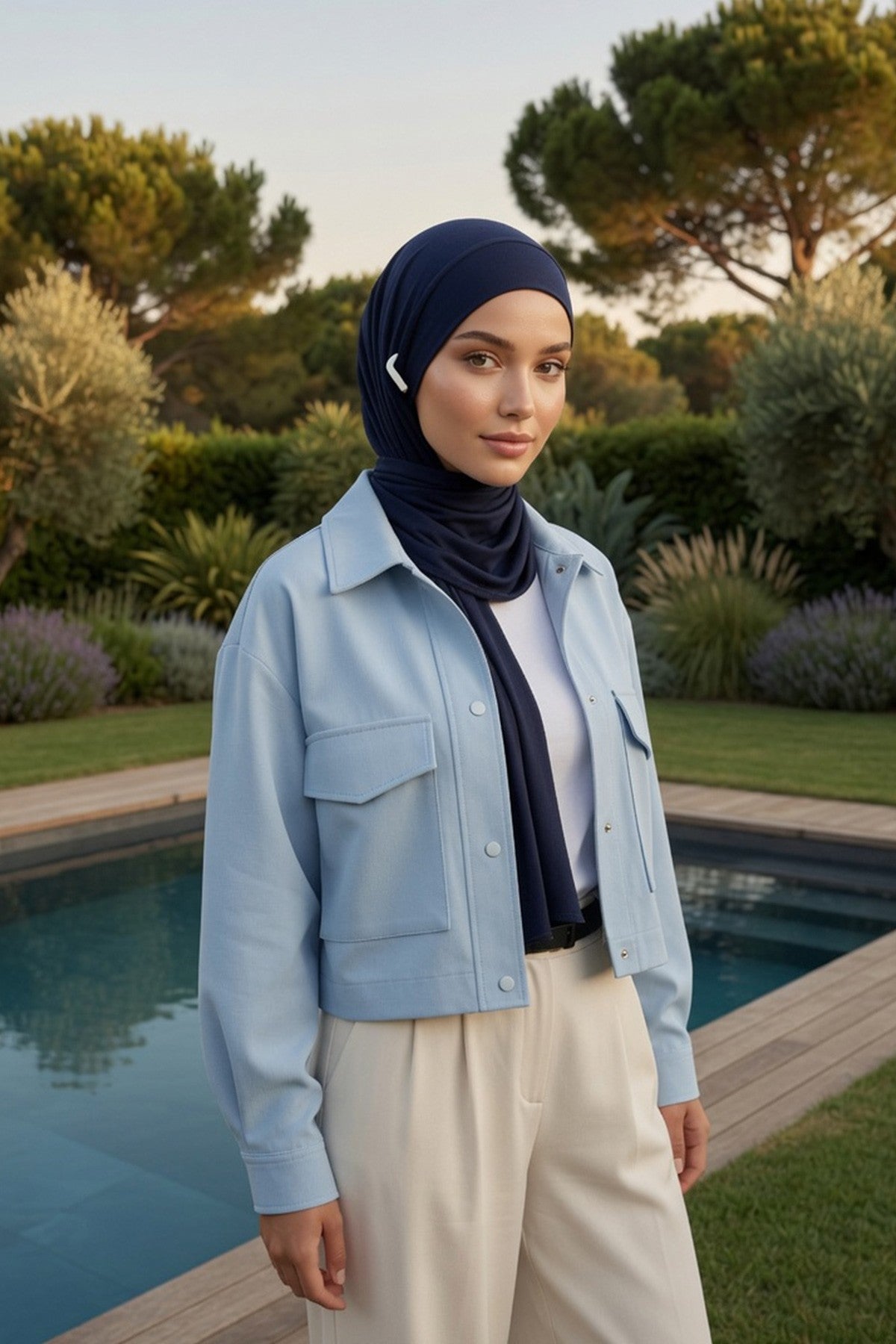 Ready-to-Wear Jersey Hijab with Eyewear & Headphone Openings,PS-94
