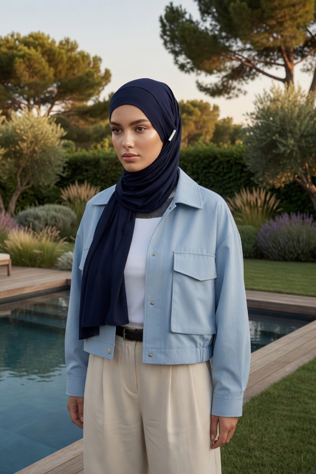 Ready-to-Wear Jersey Hijab with Eyewear & Headphone Openings,PS-94