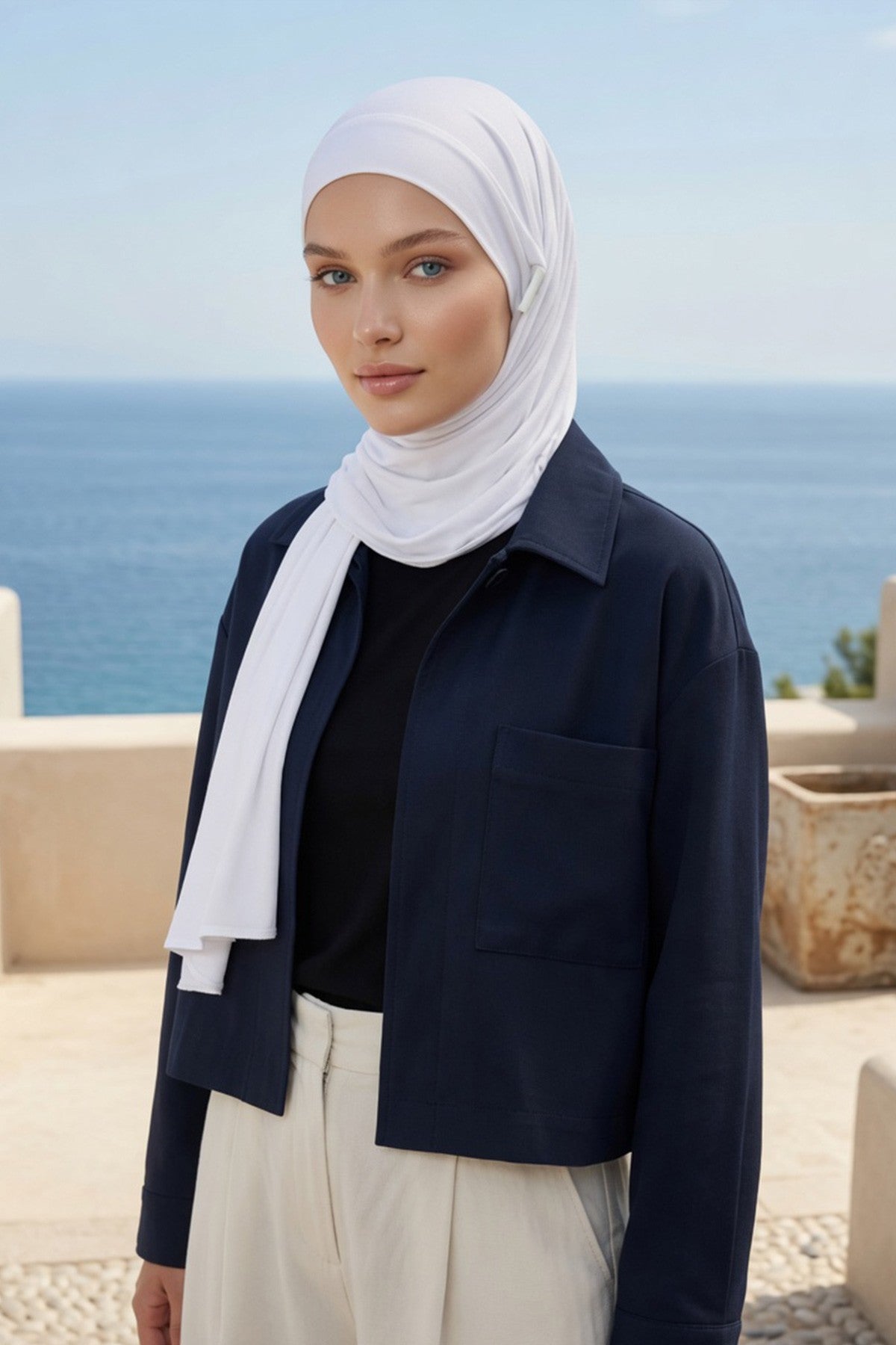 Ready-to-Wear Jersey Hijab with Eyewear & Headphone Openings,PS-94
