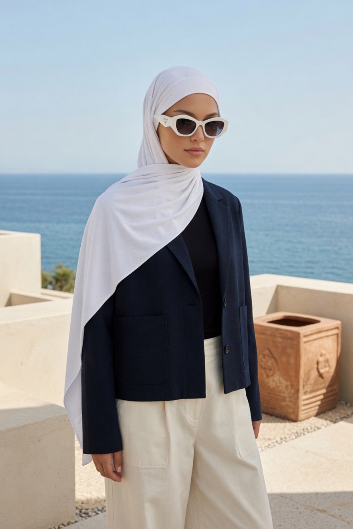 Ready-to-Wear Jersey Hijab with Eyewear & Headphone Openings,PS-94