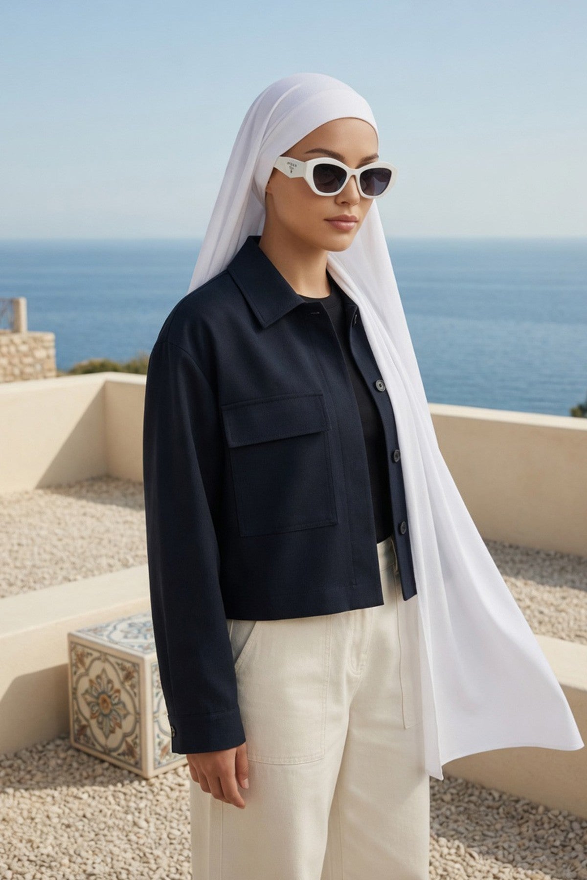 Ready-to-Wear Jersey Hijab with Eyewear & Headphone Openings,PS-94