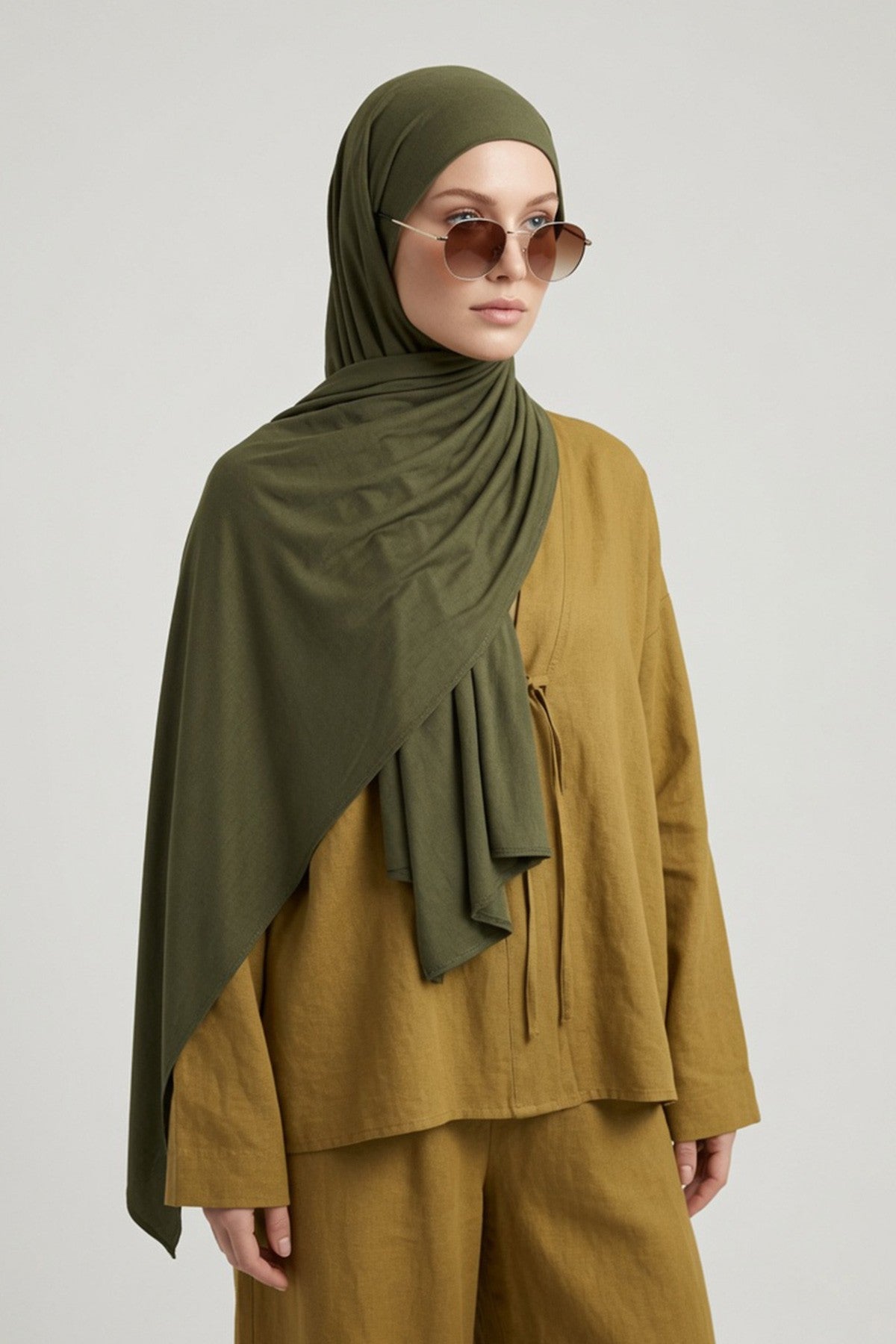 Ready-to-Wear Jersey Hijab with Eyewear & Headphone Openings,PS-94