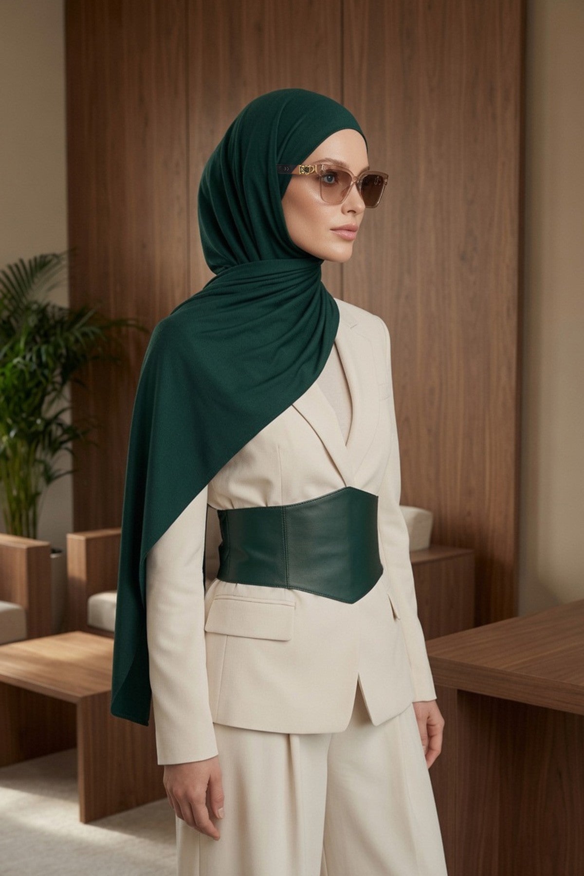 Ready-to-Wear Jersey Hijab with Eyewear & Headphone Openings,PS-94