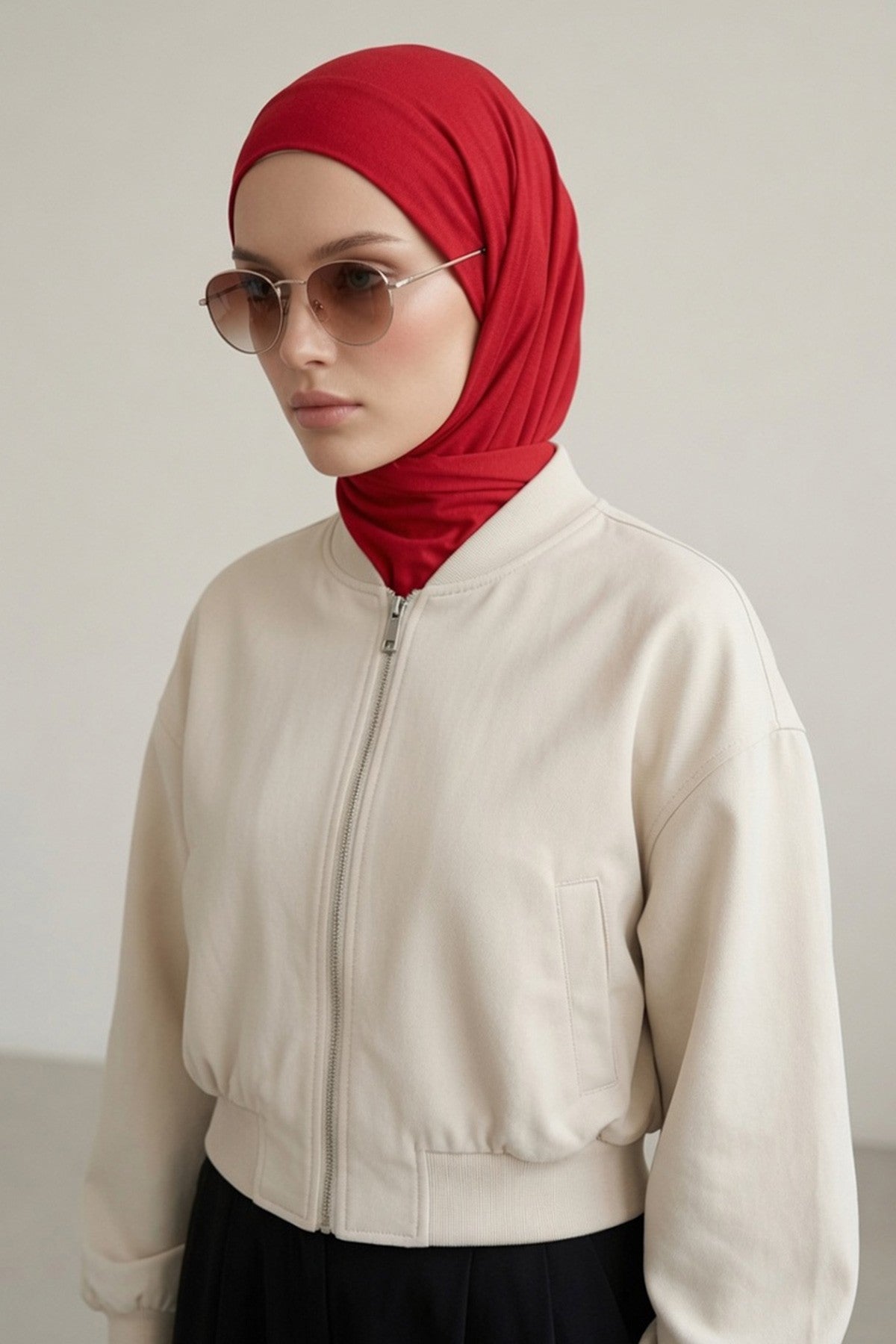 Ready-to-Wear Jersey Hijab with Eyewear & Headphone Openings,PS-94