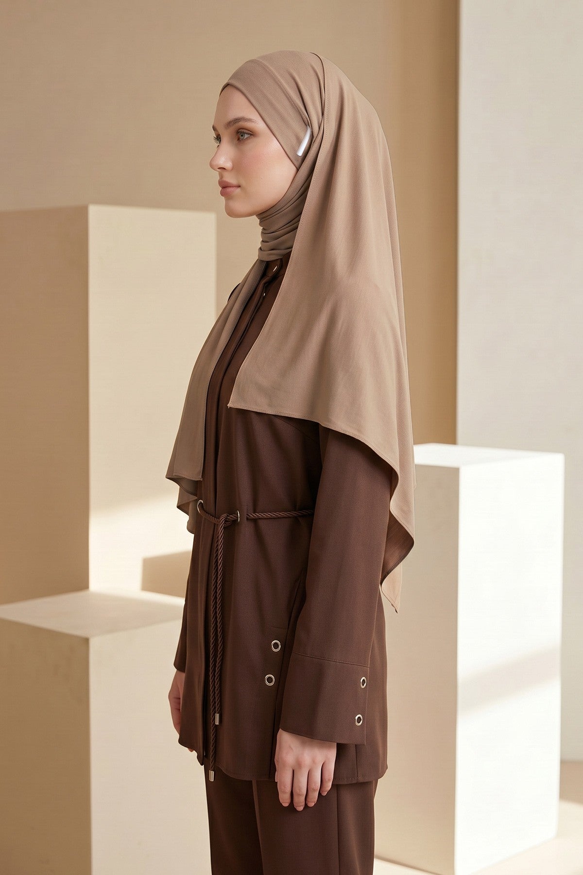 Ready-to-Wear Jersey Hijab with Eyewear & Headphone Openings,PS-94
