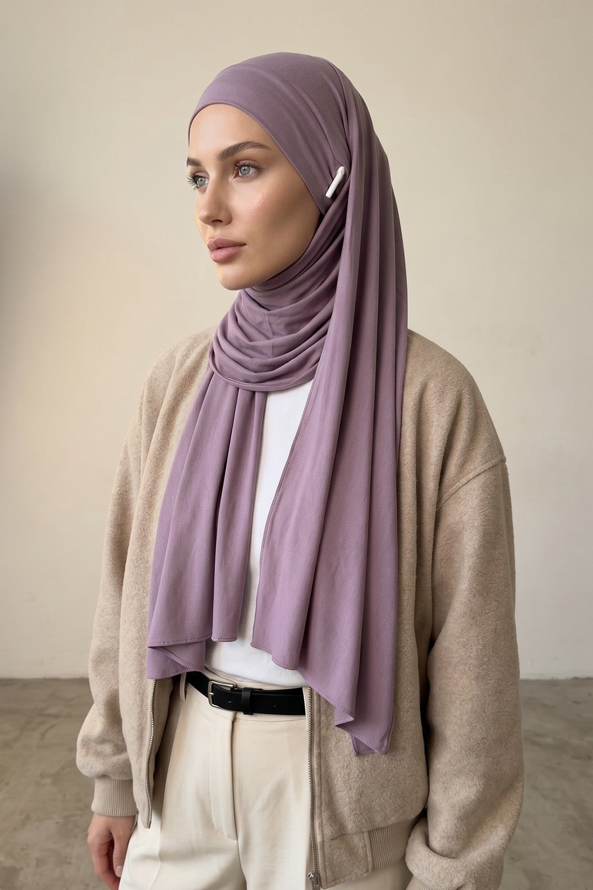 Ready-to-Wear Jersey Hijab with Eyewear & Headphone Openings,PS-94