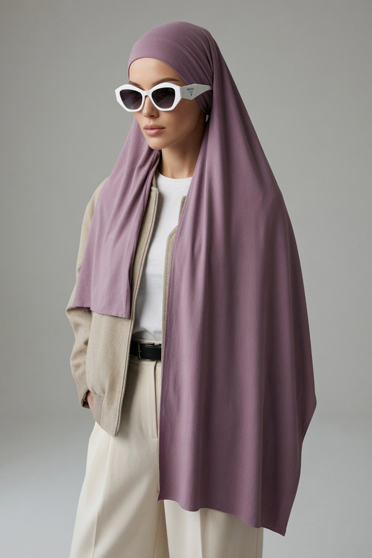 Ready-to-Wear Jersey Hijab with Eyewear & Headphone Openings,PS-94