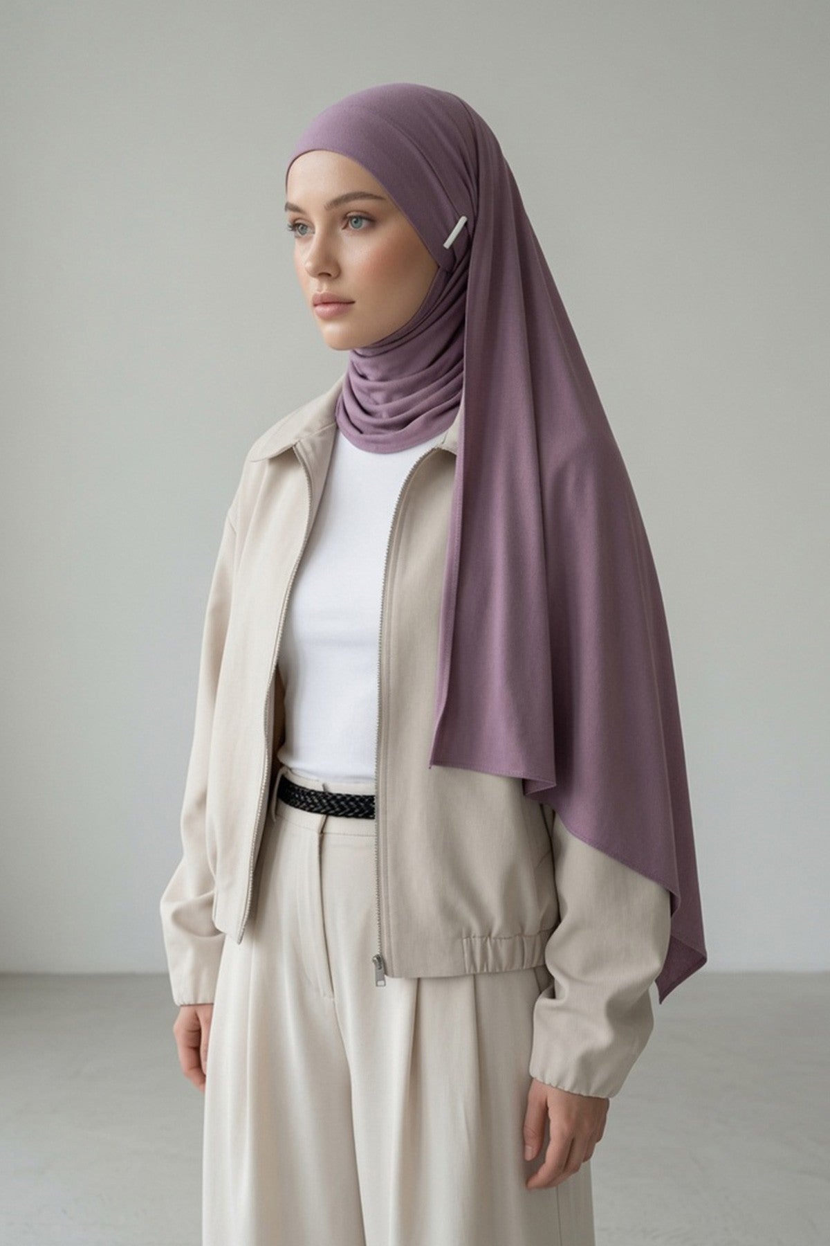 Ready-to-Wear Jersey Hijab with Eyewear & Headphone Openings,PS-94