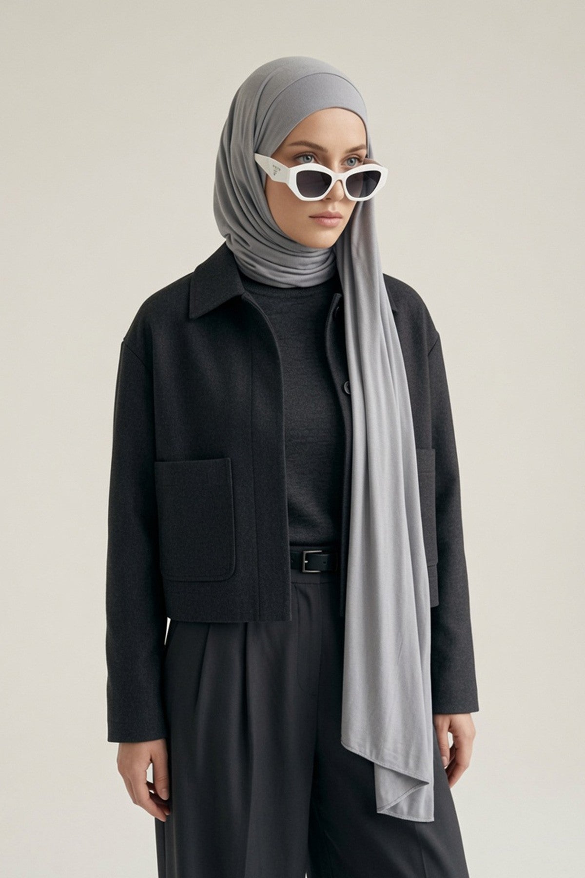 Ready-to-Wear Jersey Hijab with Eyewear & Headphone Openings,PS-94