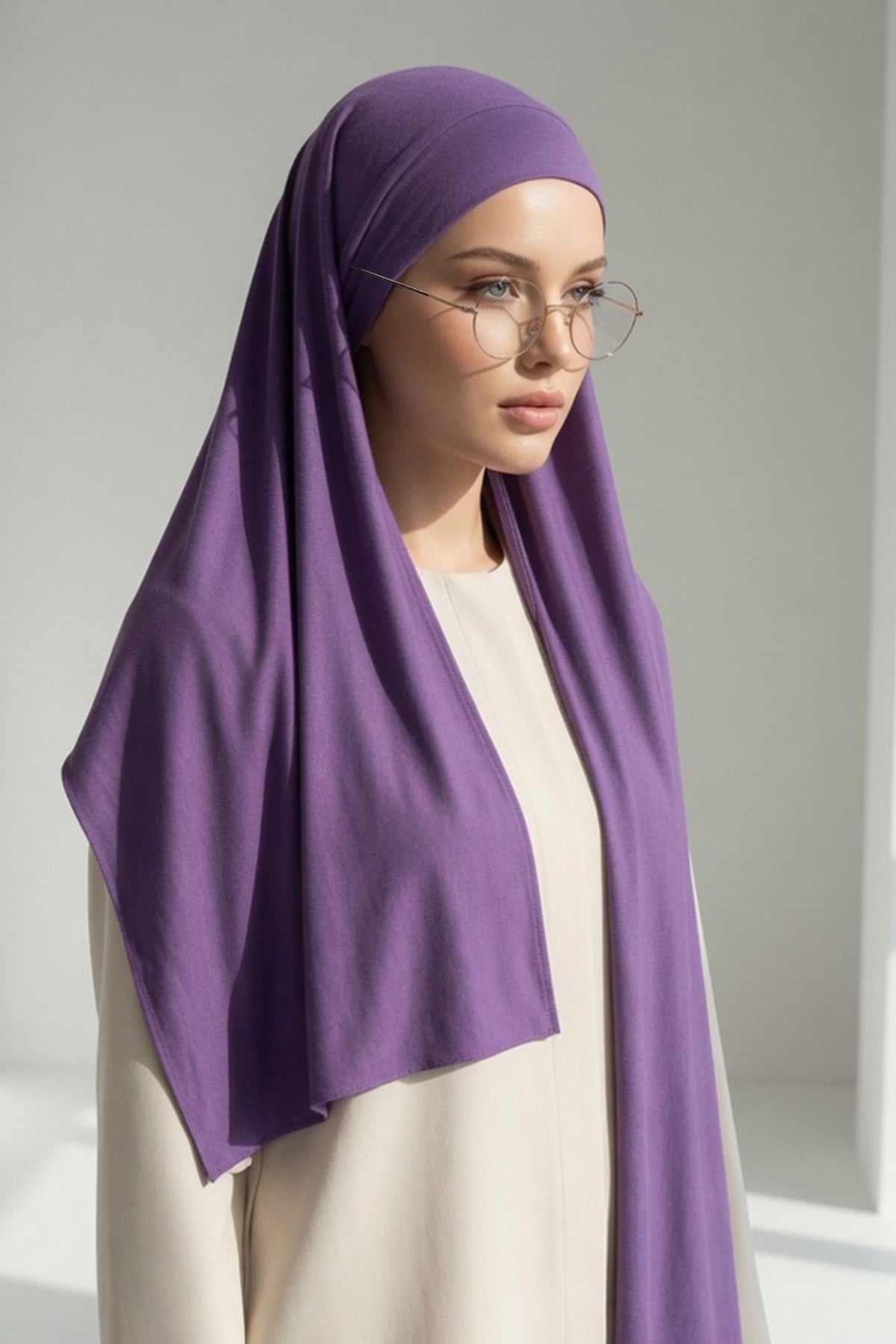 Ready-to-Wear Jersey Hijab with Eyewear & Headphone Openings,PS-94