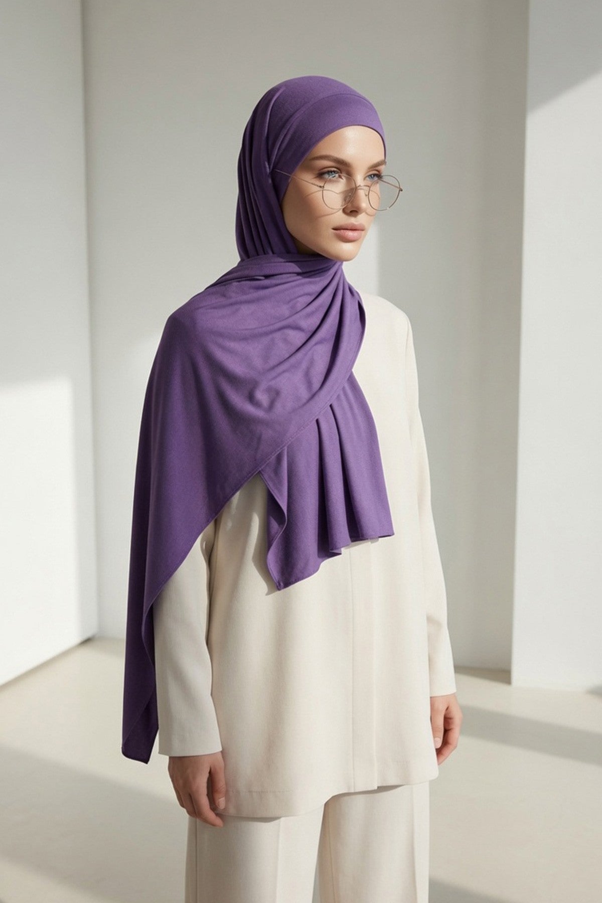 Ready-to-Wear Jersey Hijab with Eyewear & Headphone Openings,PS-94