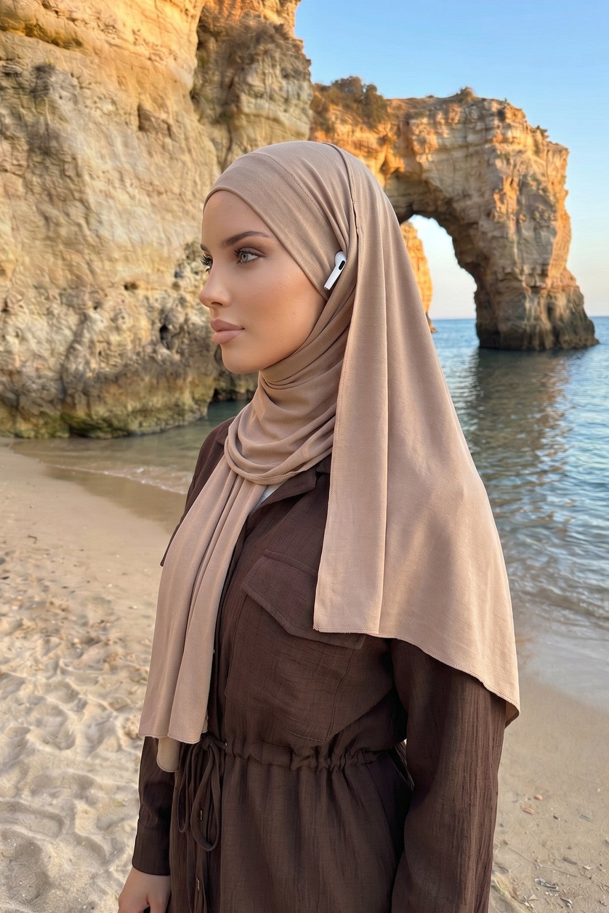 Ready-to-Wear Jersey Hijab with Eyewear & Headphone Openings,PS-94