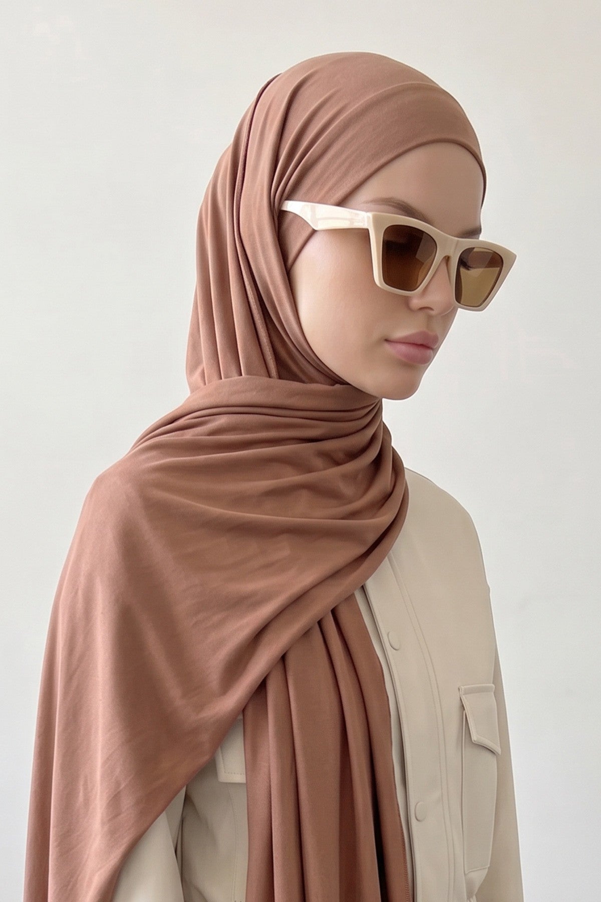 Ready-to-Wear Jersey Hijab with Eyewear & Headphone Openings,PS-94