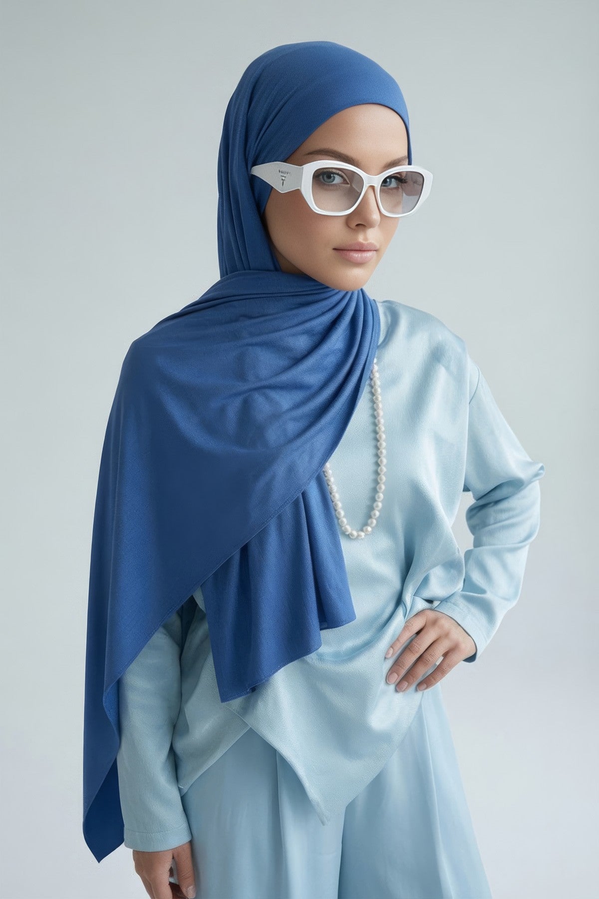 Ready-to-Wear Jersey Hijab with Eyewear & Headphone Openings,PS-94