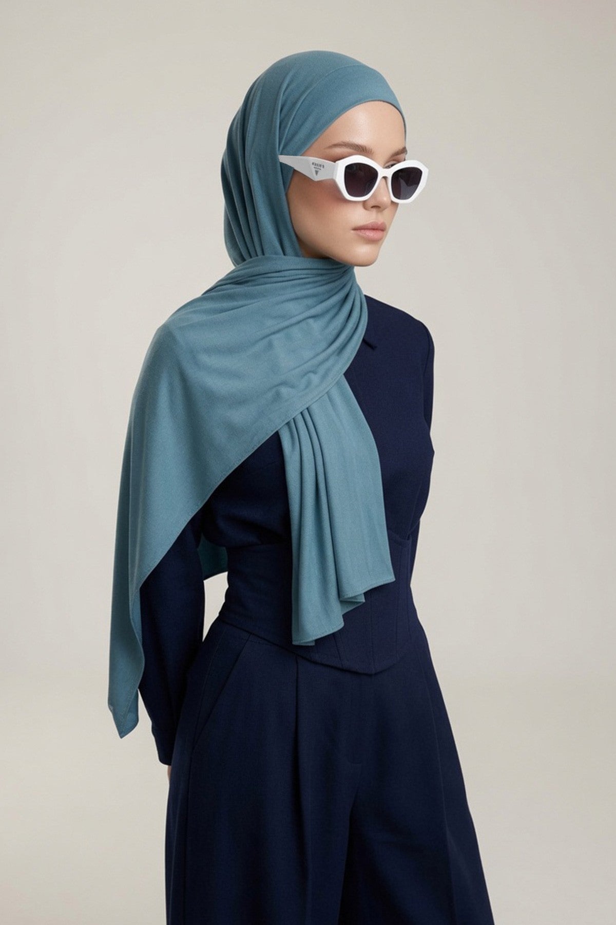 Ready-to-Wear Jersey Hijab with Eyewear & Headphone Openings,PS-94