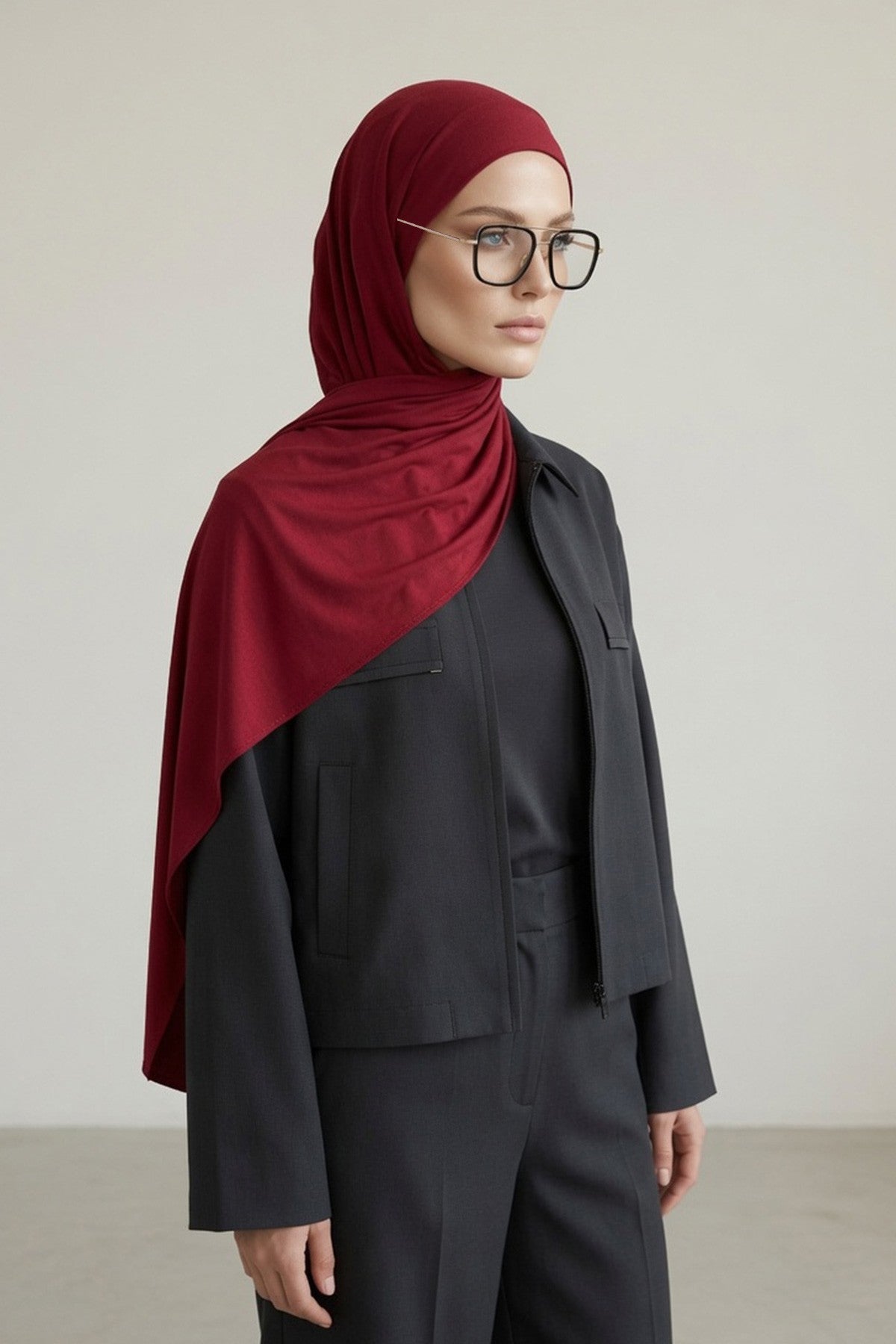 Ready-to-Wear Jersey Hijab with Eyewear & Headphone Openings,PS-94