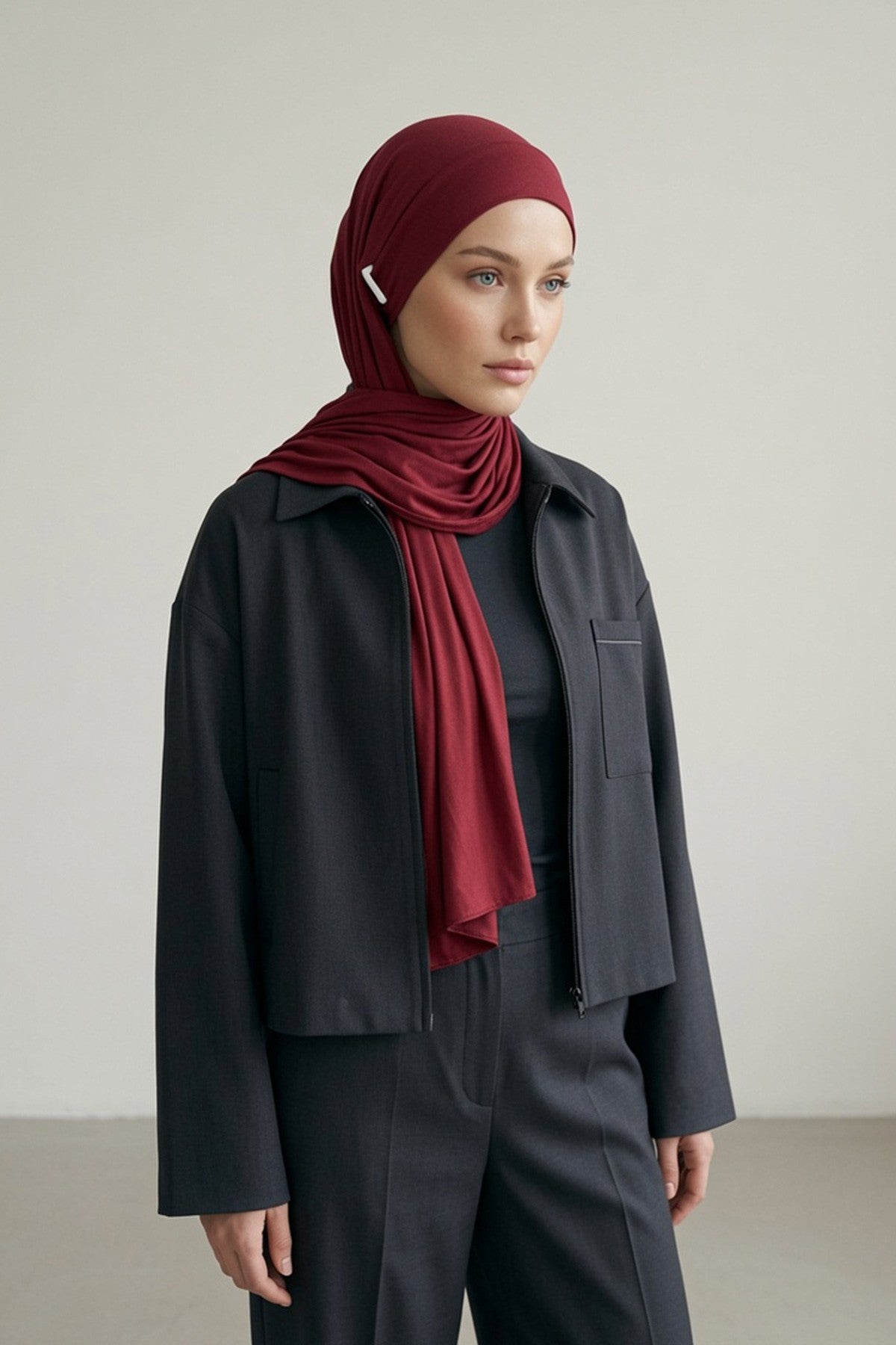 Ready-to-Wear Jersey Hijab with Eyewear & Headphone Openings,PS-94