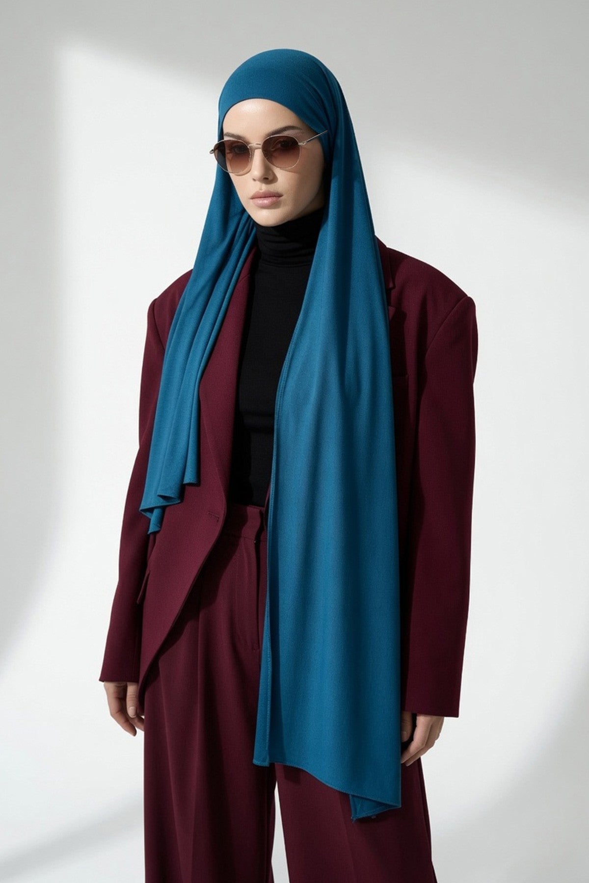 Ready-to-Wear Jersey Hijab with Eyewear & Headphone Openings,PS-94