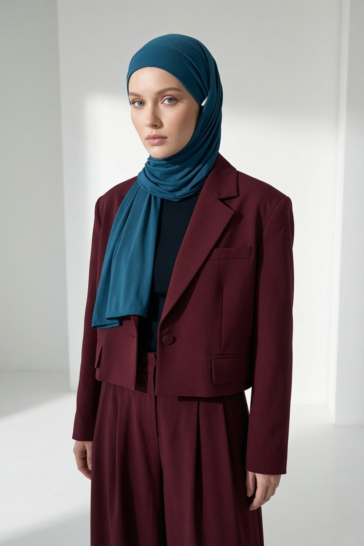 Ready-to-Wear Jersey Hijab with Eyewear & Headphone Openings,PS-94