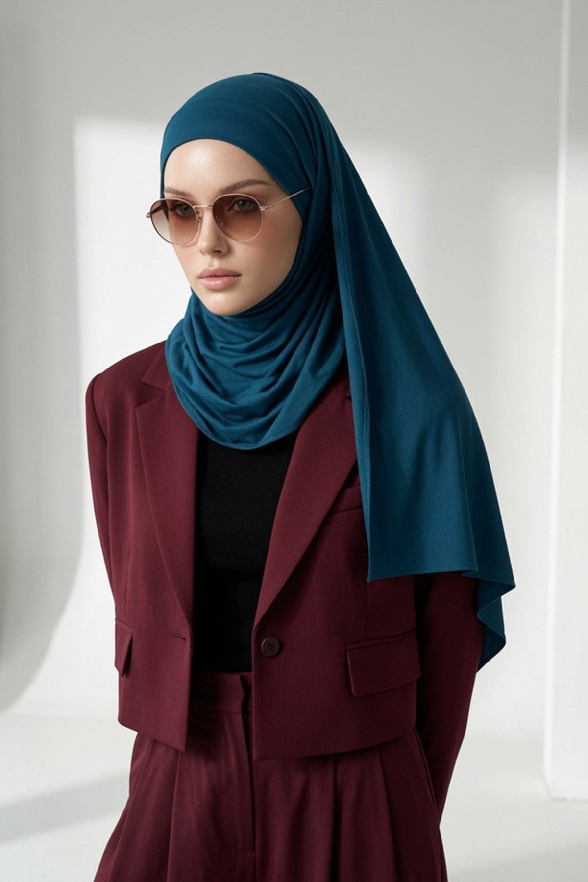 Ready-to-Wear Jersey Hijab with Eyewear & Headphone Openings,PS-94
