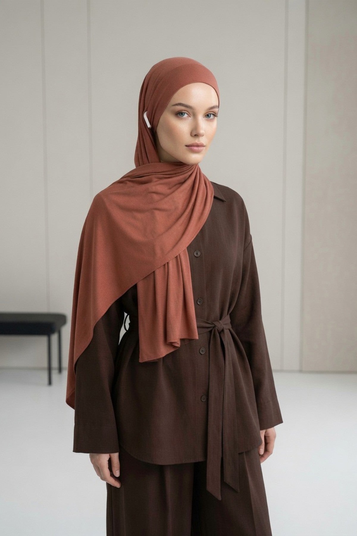 Ready-to-Wear Jersey Hijab with Eyewear & Headphone Openings,PS-94