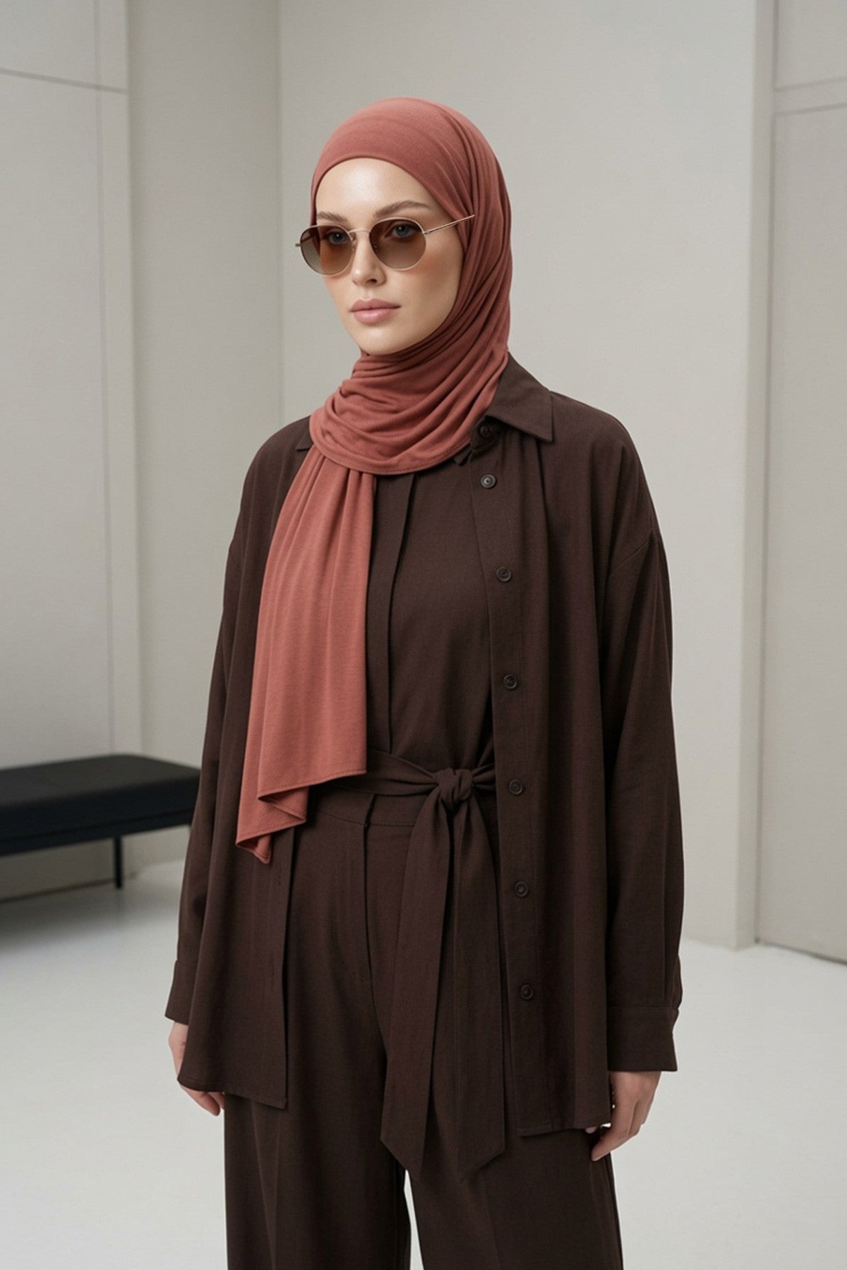 Ready-to-Wear Jersey Hijab with Eyewear & Headphone Openings,PS-94