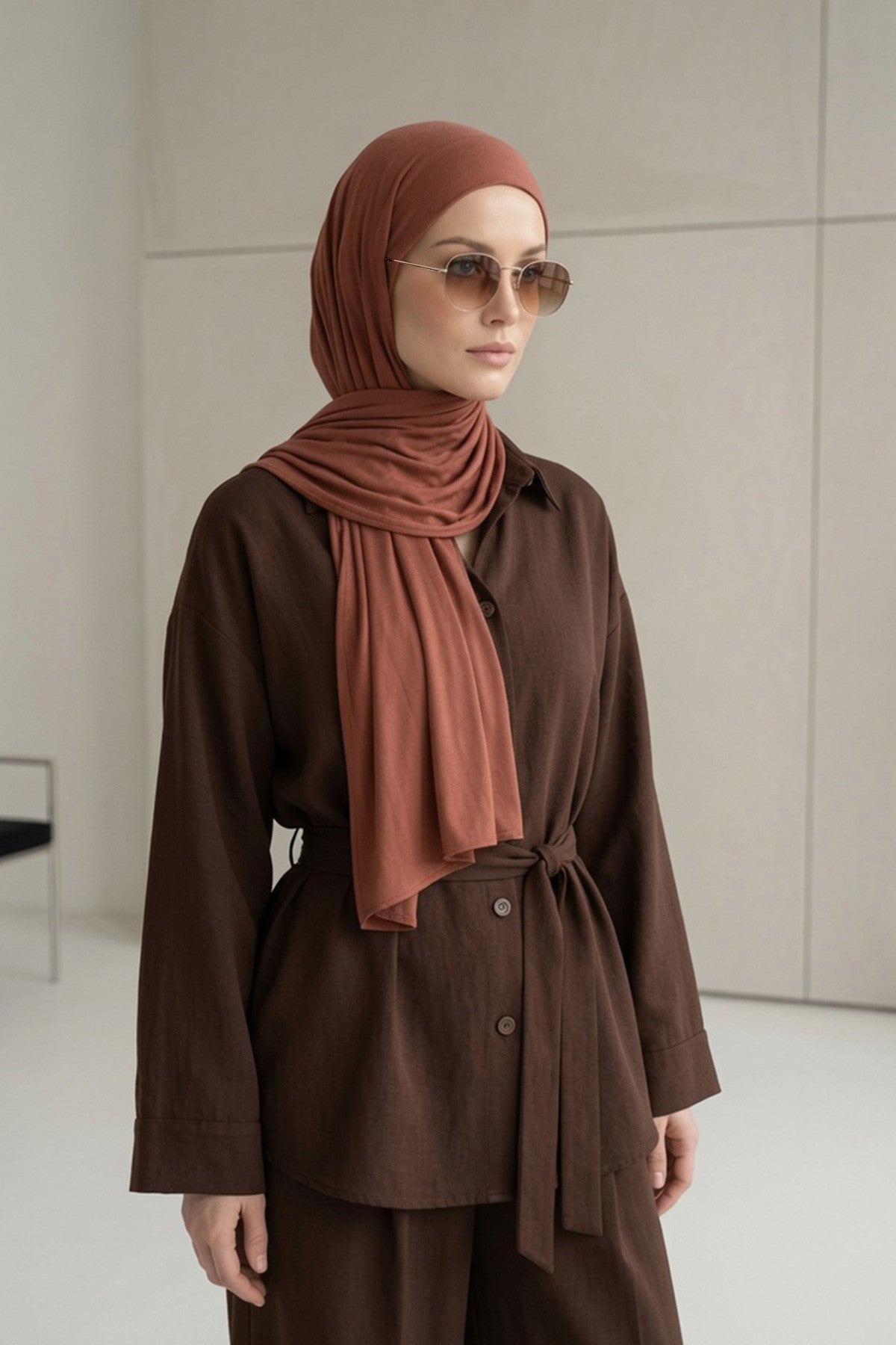 Ready-to-Wear Jersey Hijab with Eyewear & Headphone Openings,PS-94