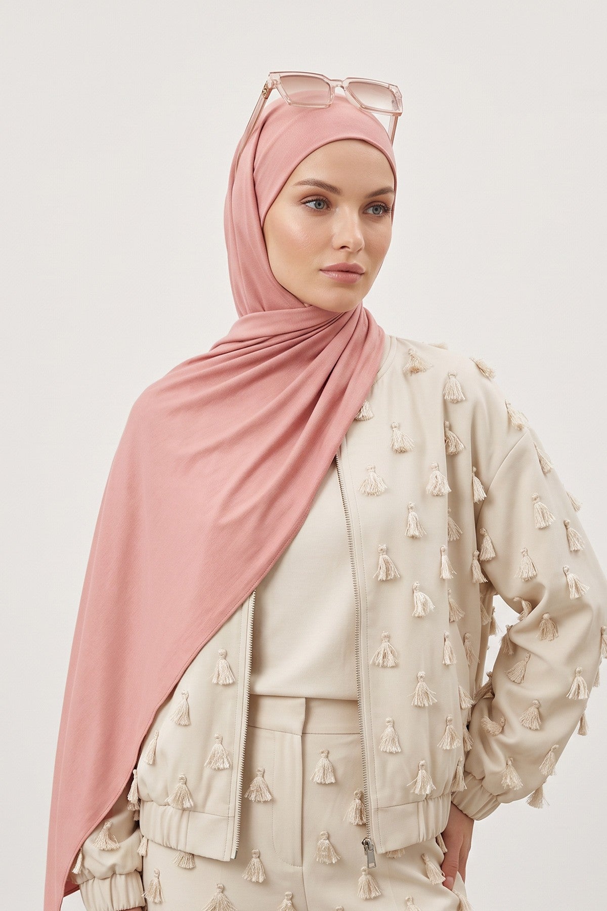 Ready-to-Wear Jersey Hijab with Eyewear & Headphone Openings,PS-94