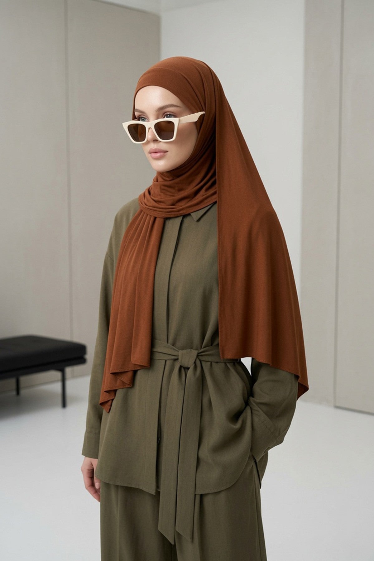 Ready-to-Wear Jersey Hijab with Eyewear & Headphone Openings,PS-94