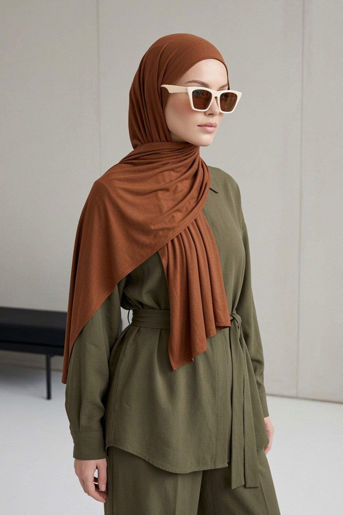 Ready-to-Wear Jersey Hijab with Eyewear & Headphone Openings,PS-94