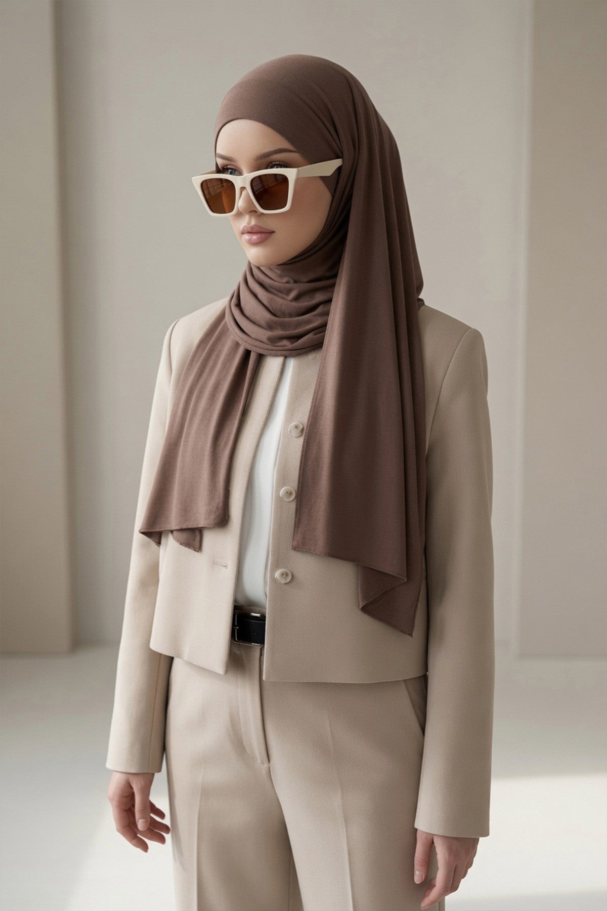 Ready-to-Wear Jersey Hijab with Eyewear & Headphone Openings,PS-94