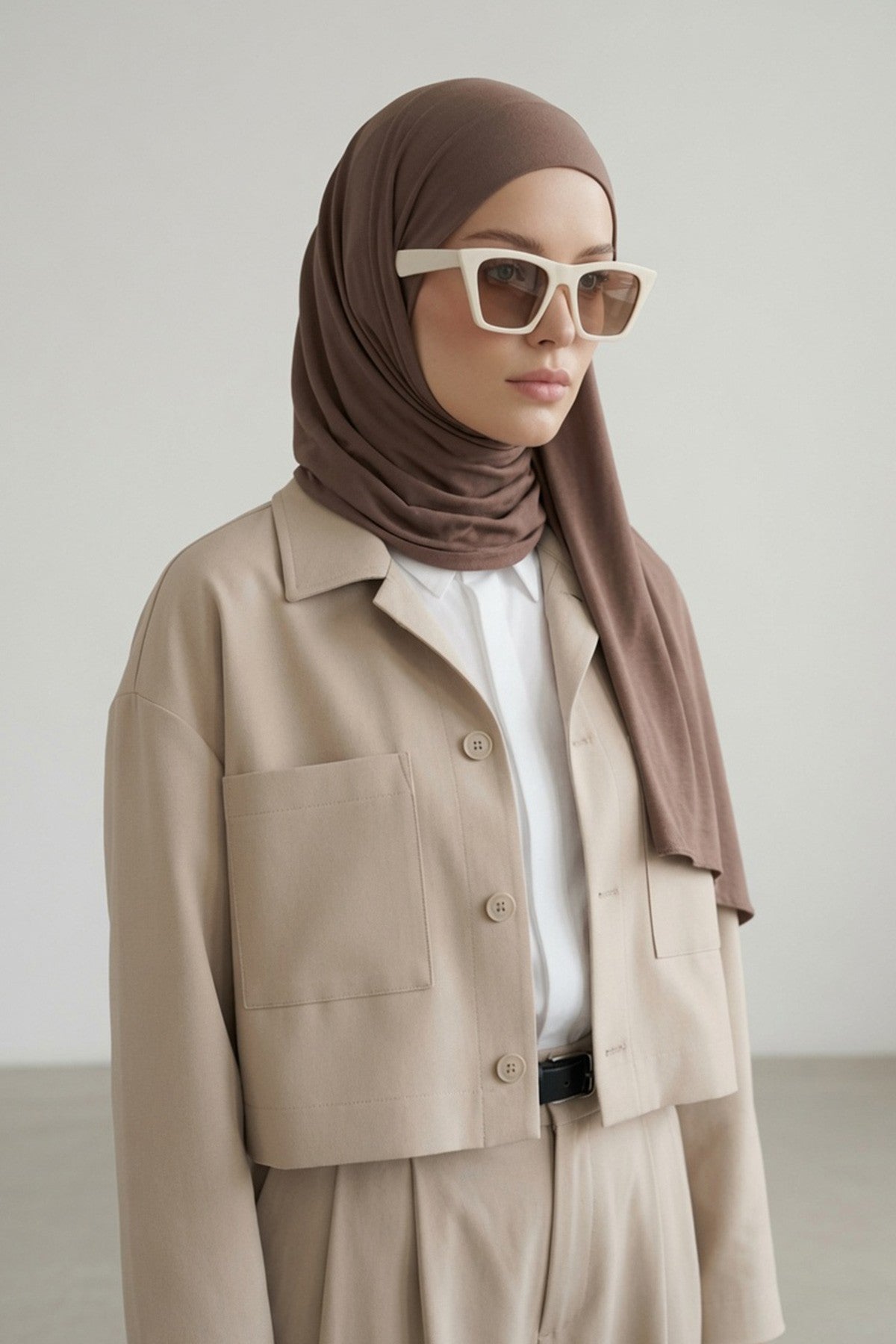 Ready-to-Wear Jersey Hijab with Eyewear & Headphone Openings,PS-94