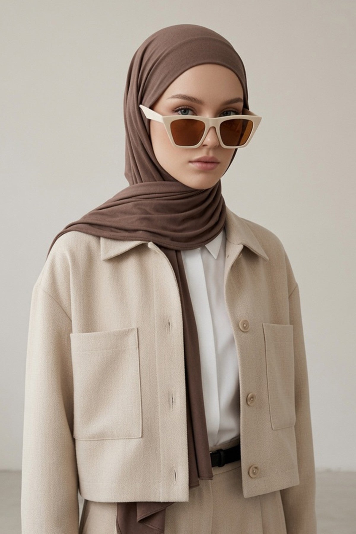 Ready-to-Wear Jersey Hijab with Eyewear & Headphone Openings,PS-94