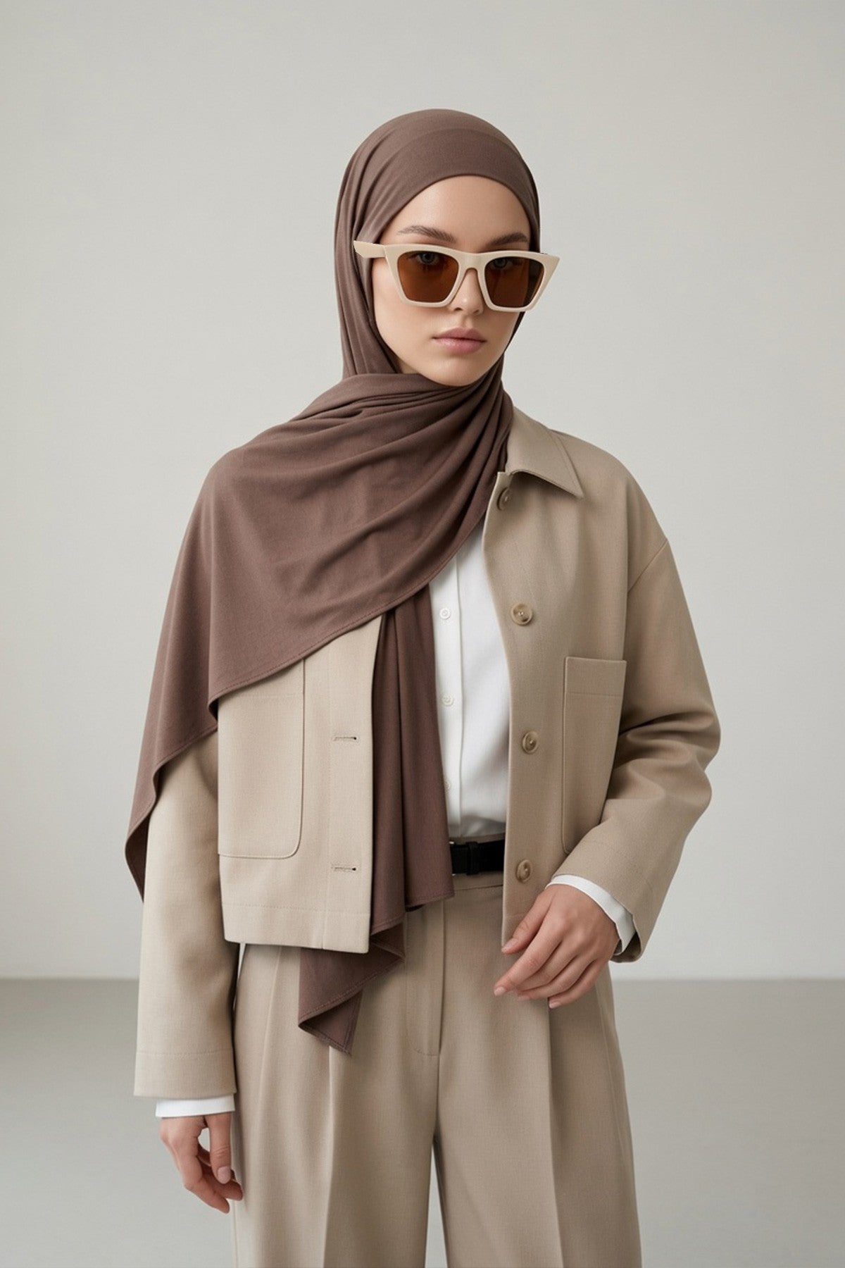 Ready-to-Wear Jersey Hijab with Eyewear & Headphone Openings,PS-94