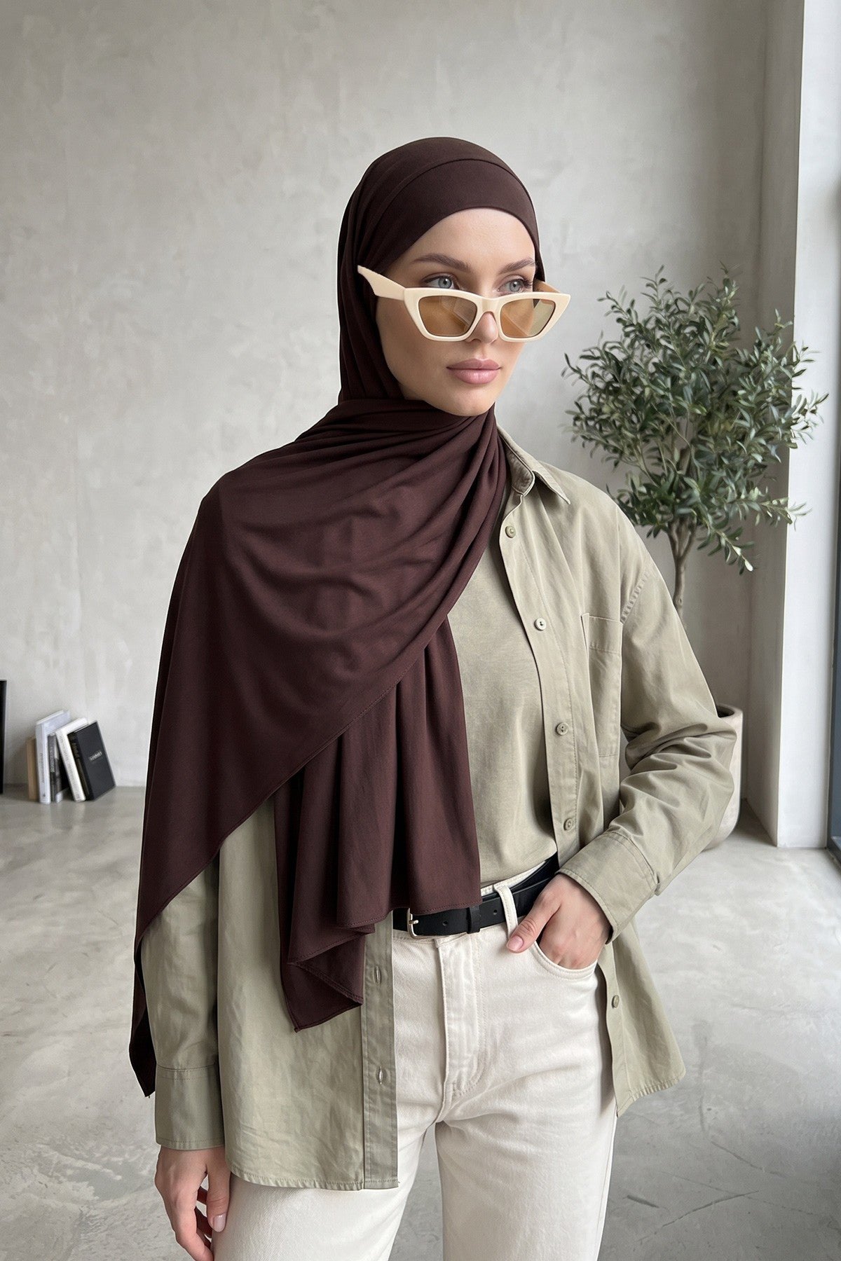Ready-to-Wear Jersey Hijab with Eyewear & Headphone Openings,PS-94