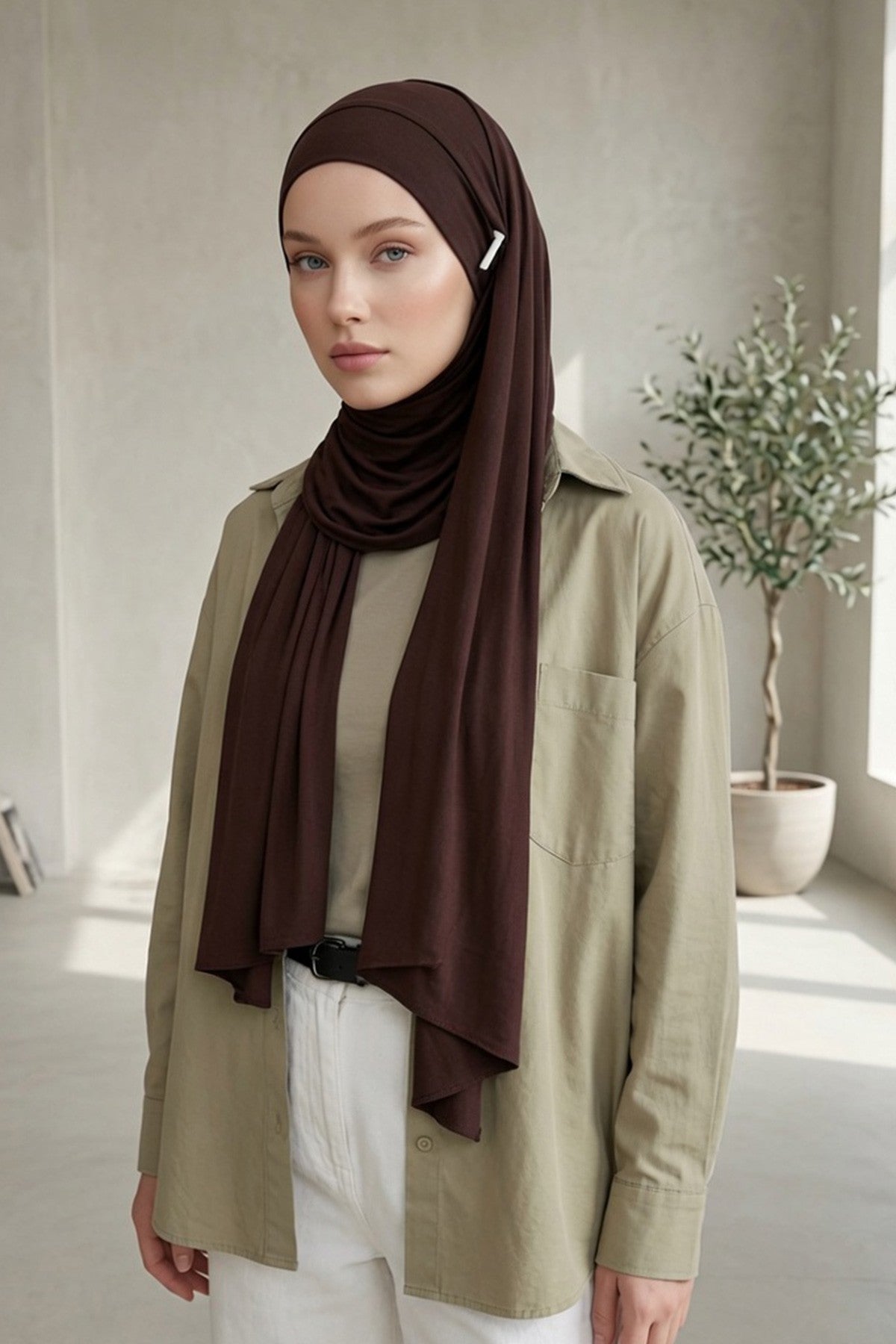 Ready-to-Wear Jersey Hijab with Eyewear & Headphone Openings,PS-94