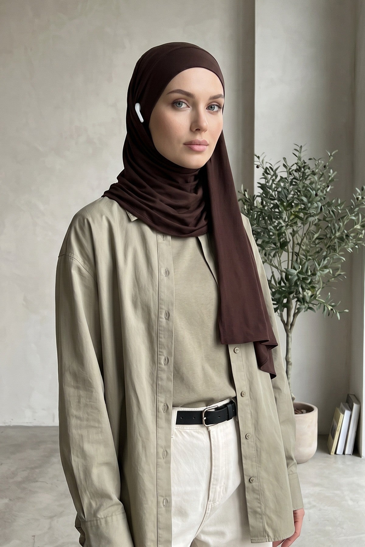Ready-to-Wear Jersey Hijab with Eyewear & Headphone Openings,PS-94