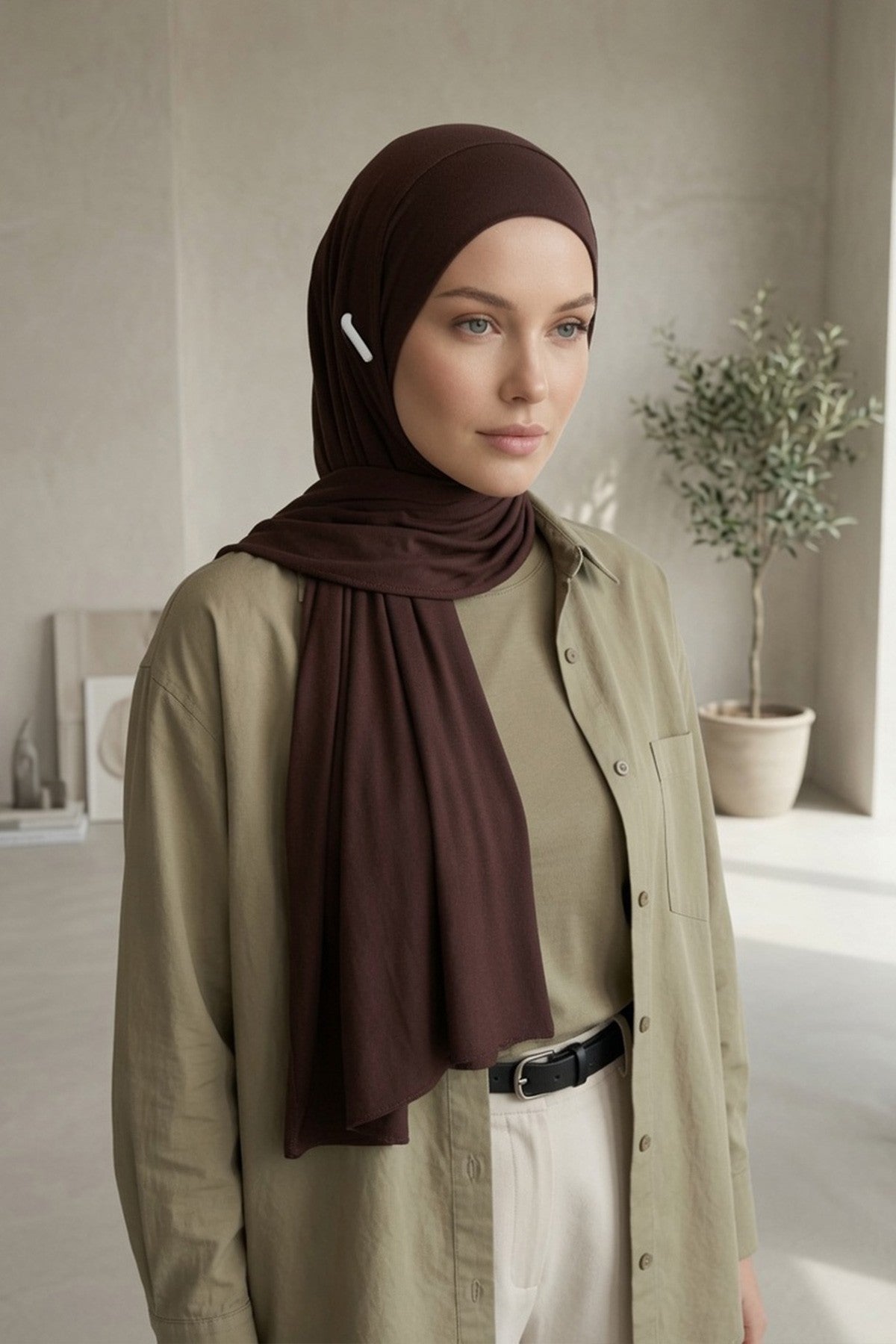 Ready-to-Wear Jersey Hijab with Eyewear & Headphone Openings,PS-94