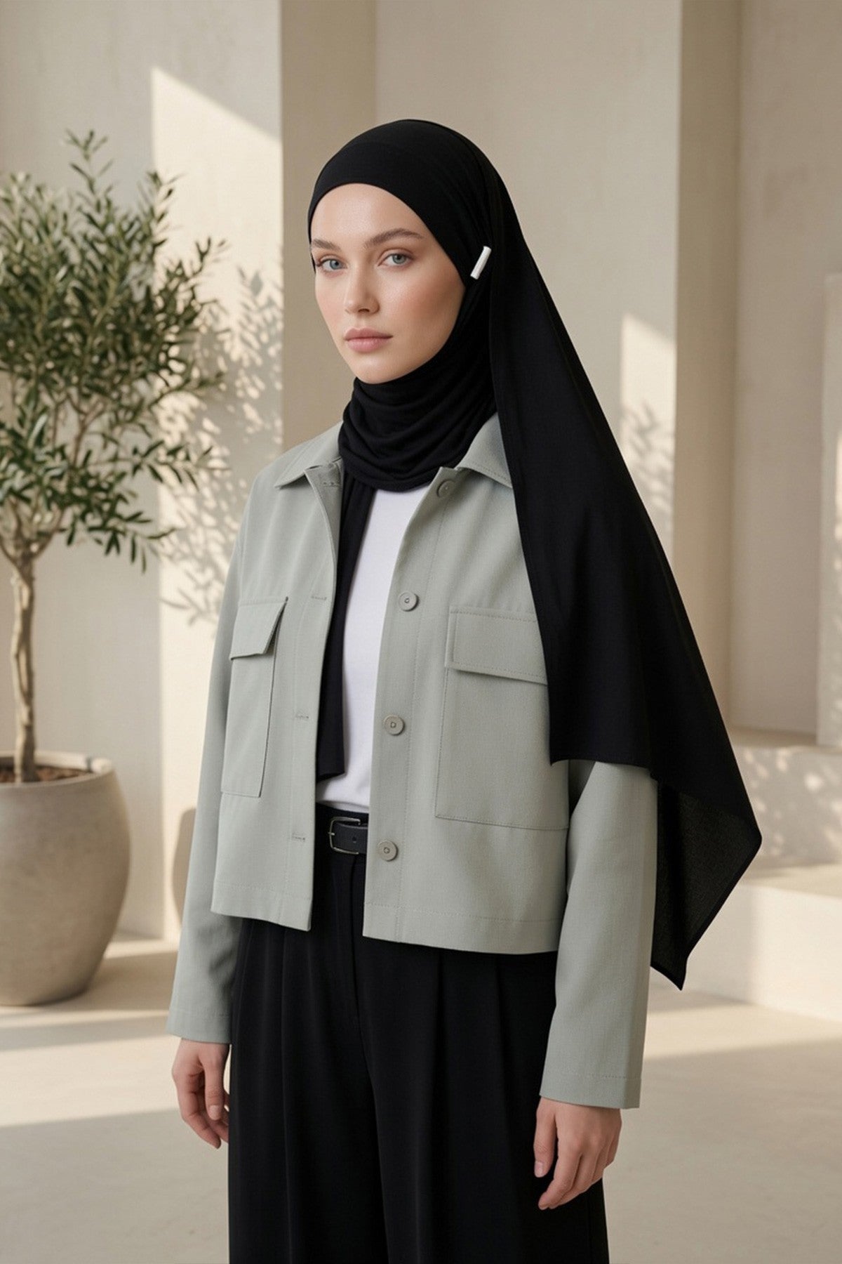 Ready-to-Wear Jersey Hijab with Eyewear & Headphone Openings,PS-94