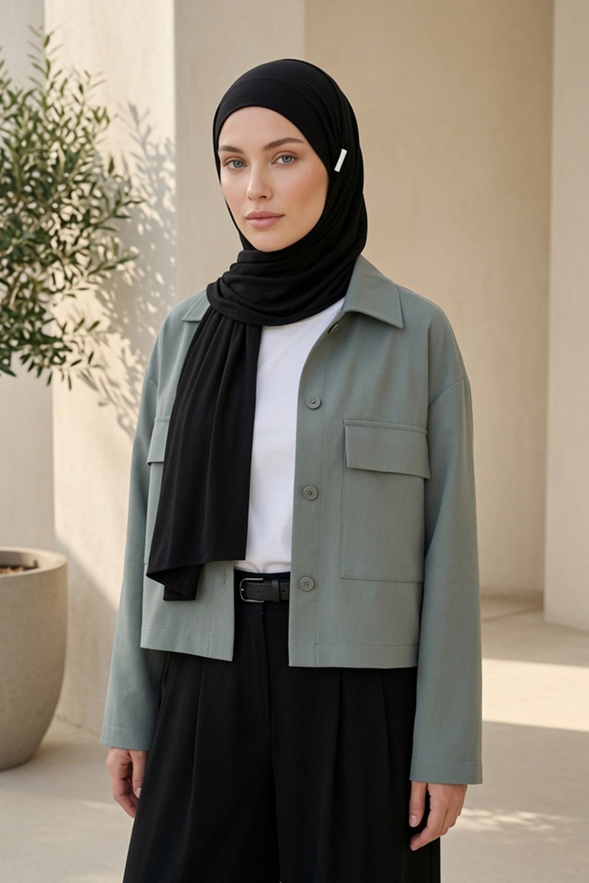 Ready-to-Wear Jersey Hijab with Eyewear & Headphone Openings,PS-94