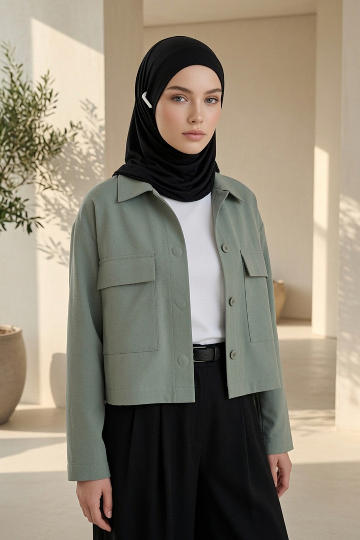 Ready-to-Wear Jersey Hijab with Eyewear & Headphone Openings,PS-94