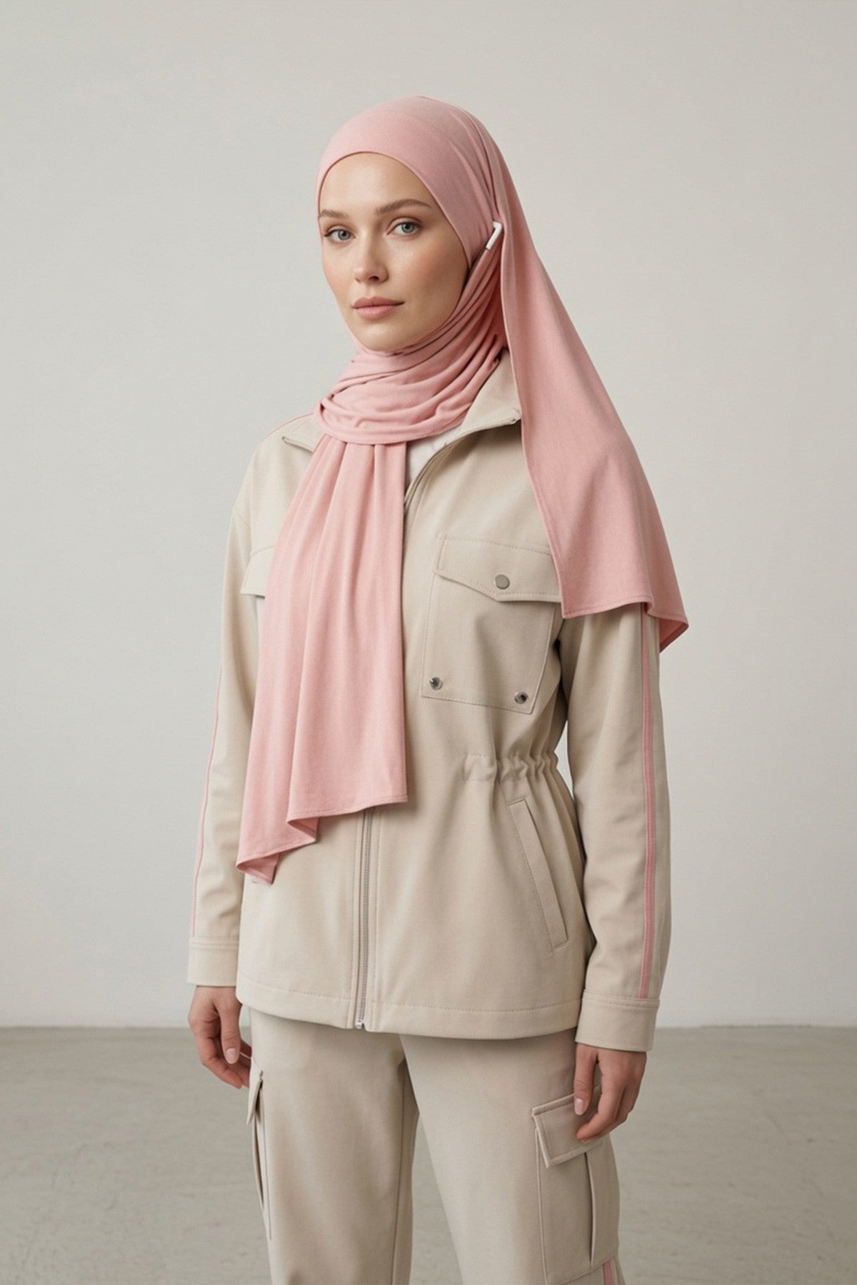 Ready-to-Wear Jersey Hijab with Eyewear & Headphone Openings,PS-94