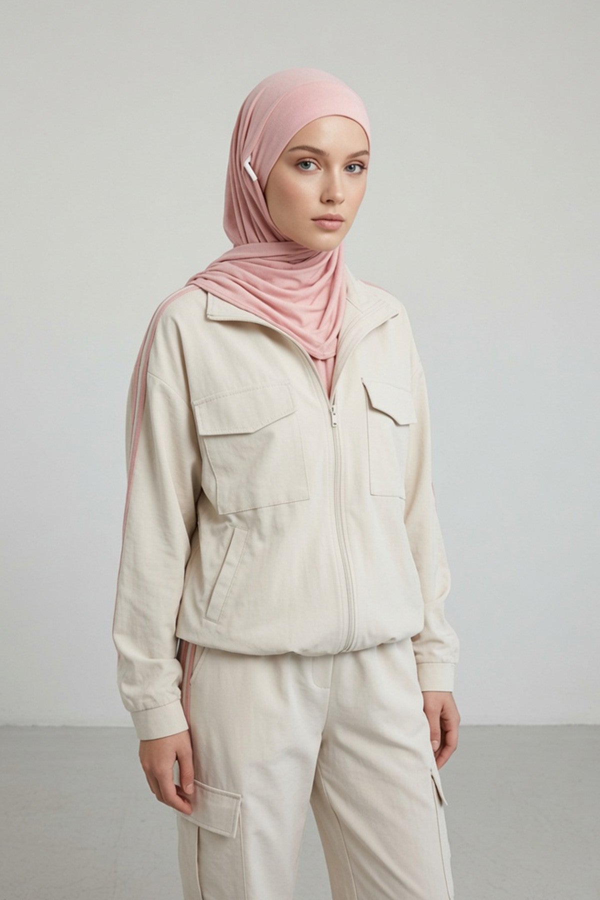 Ready-to-Wear Jersey Hijab with Eyewear & Headphone Openings,PS-94