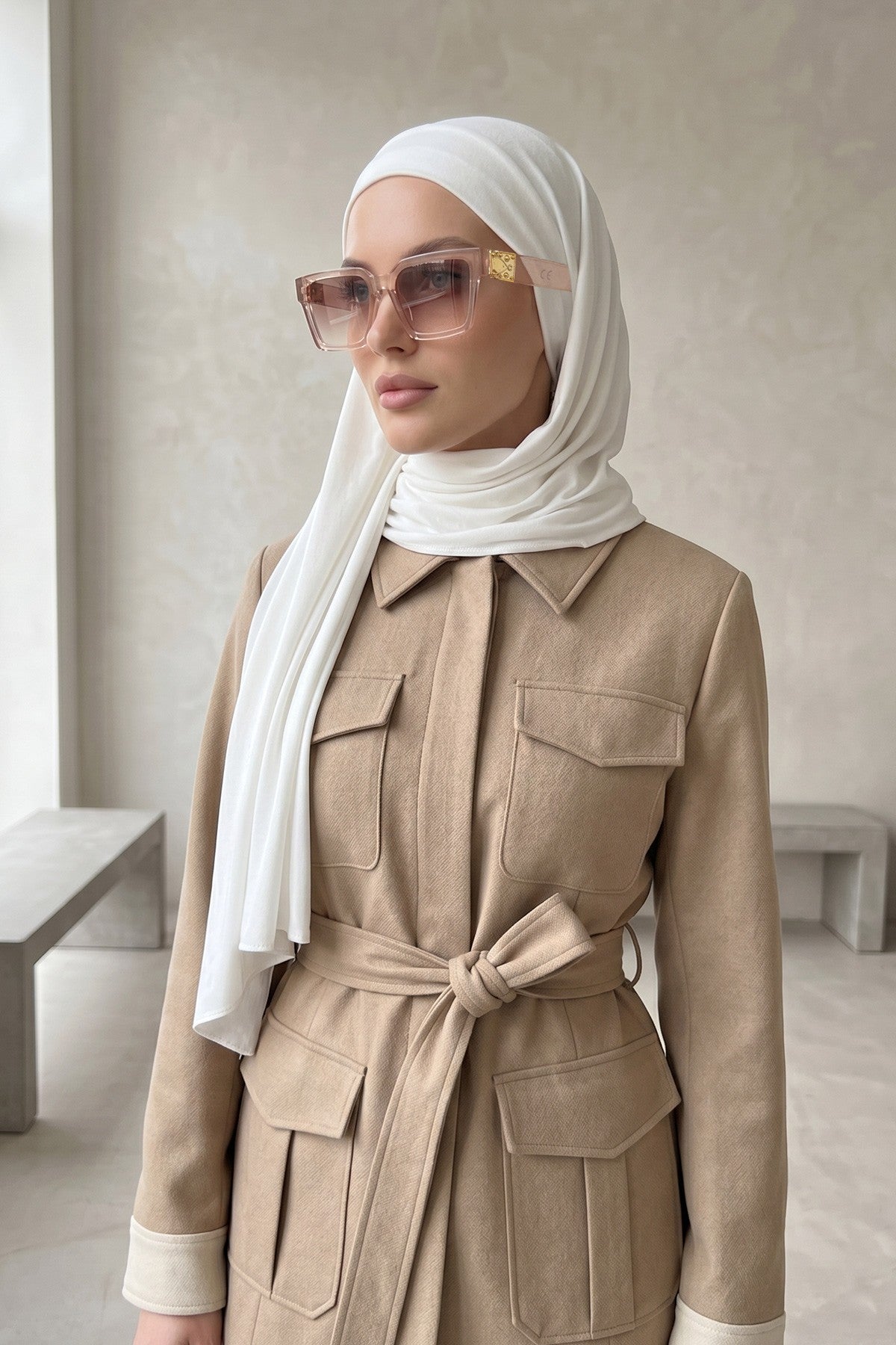 Ready-to-Wear Jersey Hijab with Eyewear & Headphone Openings,PS-94