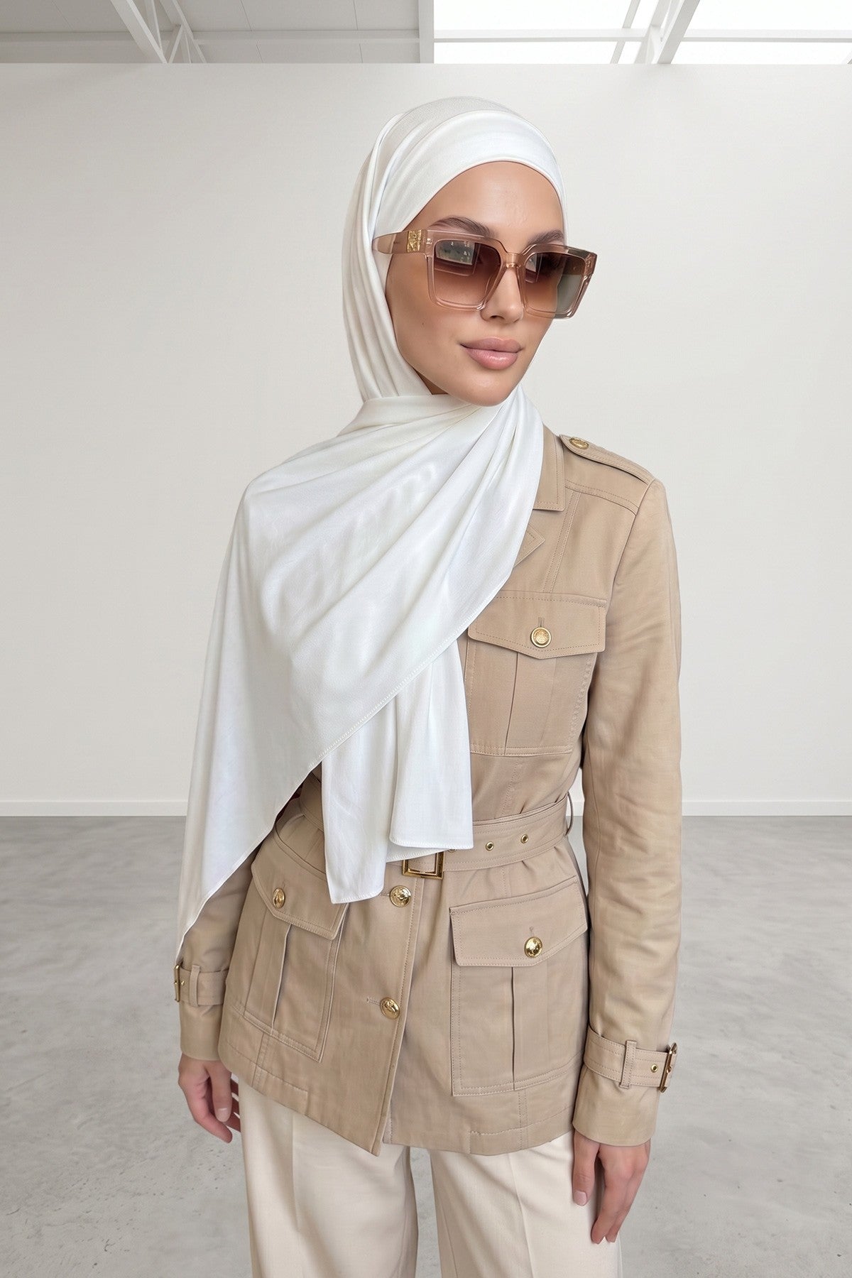 Ready-to-Wear Jersey Hijab with Eyewear & Headphone Openings,PS-94