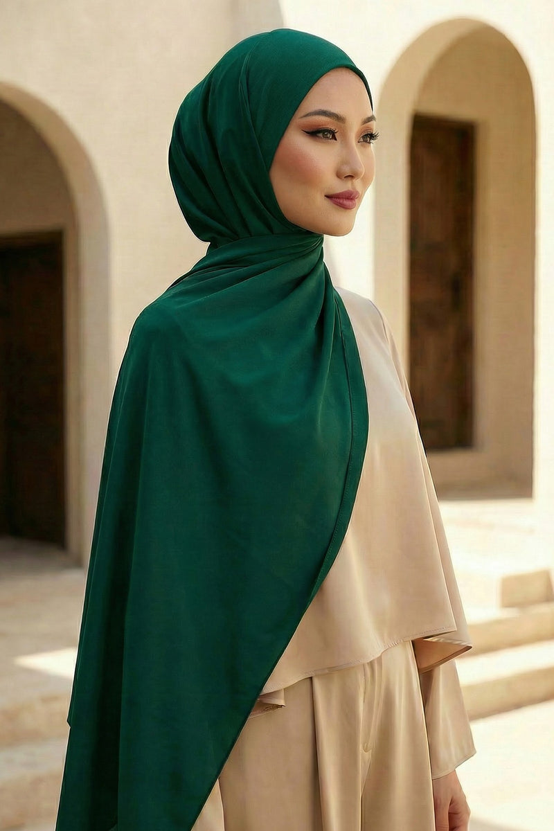 Ready to Wear One-Piece Chiffon Shawl Hijab with Built-In Cotton Undercap, Easy Modest Scarf for Women,PS-53