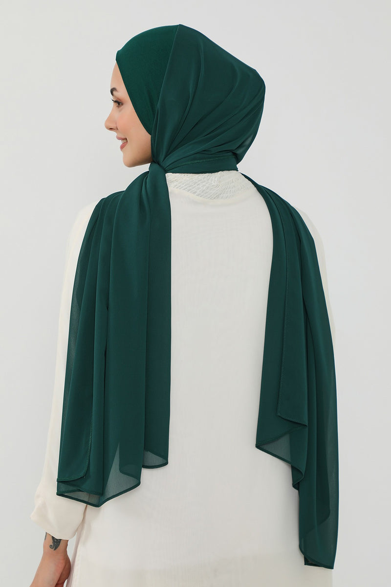 Ready to Wear One-Piece Chiffon Shawl Hijab with Built-In Cotton Undercap, Easy Modest Scarf for Women,PS-53
