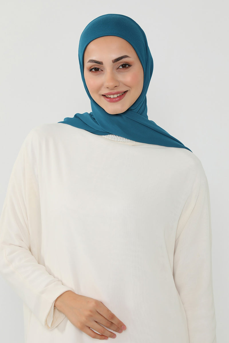 Ready to Wear One-Piece Chiffon Shawl Hijab with Built-In Cotton Undercap, Easy Modest Scarf for Women,PS-53